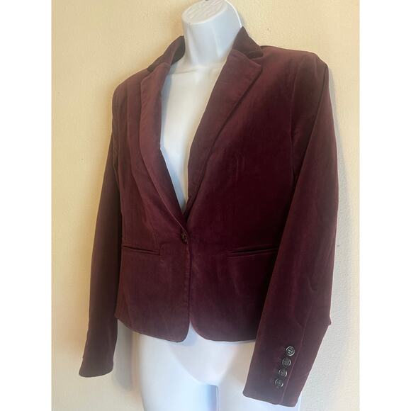 NWT Ann Taylor Velvet Blazer Woman's Size 2 Petite In Color; Burgundy - Picture 1 of 16